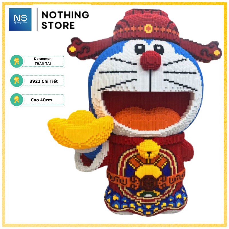 Bộ lắp ghép mô hình doraemon thần tài 40cm, lắp ghép decor trang trí