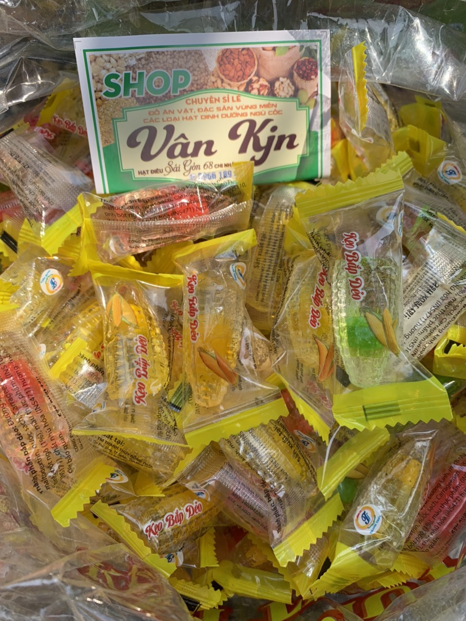 KẸO BẮP DẺO TRONG SUỐT CÓ NHÂN 500G