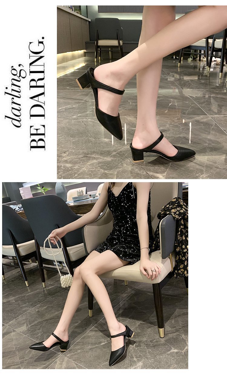 Giày cao gót đế vuông da mềm DHC23