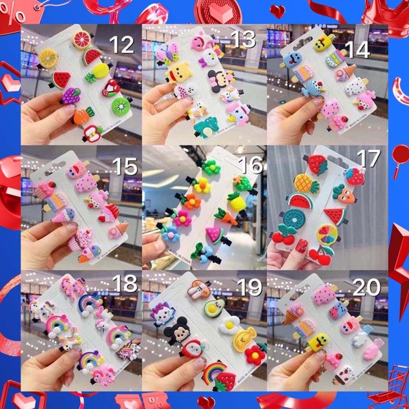 SET 10 Kẹp Tóc Hàn Quốc Trái Cây, Hoạt Hình, Hoa, Kem, Công Chúa.. Xinh Ngất Ngây Cho Bé Gái