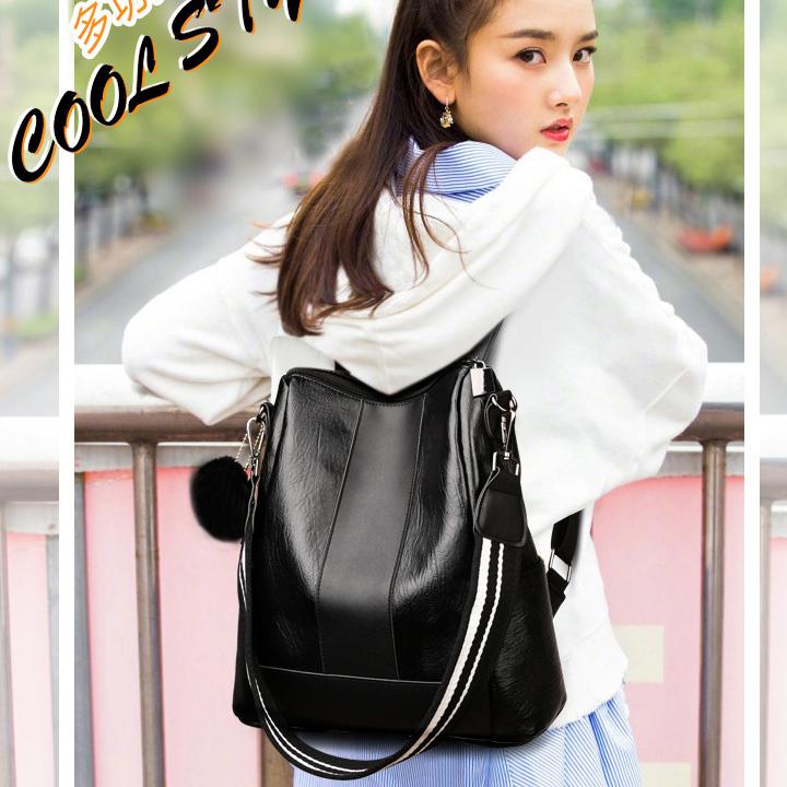 Balo Nữ Da Mềm Cao Cấp Tặng Kèm Khóa Bông Thời Trang Siêu Xinh TDSL13