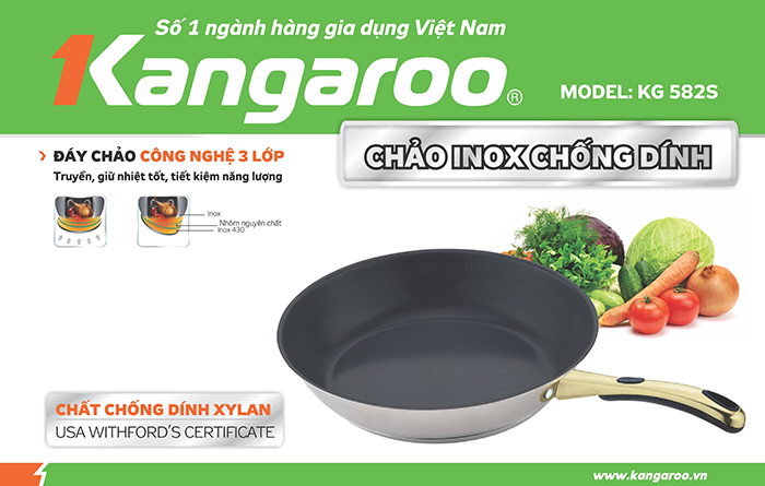 Chảo chống dính inox 28cm Kangaroo KG582M