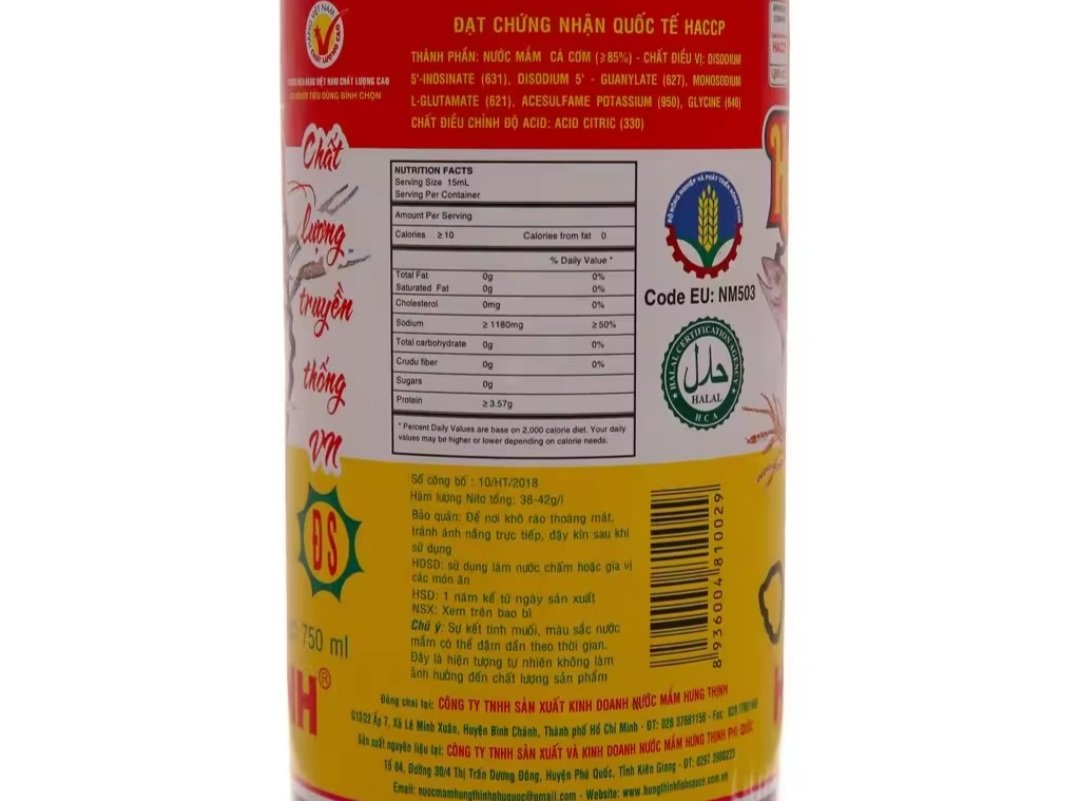 Nước mắm Cá Cơm siêu hạng Hưng Thịnh 35 độ 620ML ( Chai Thủy Tinh ), 40 độ 750ML. Date luôn mới