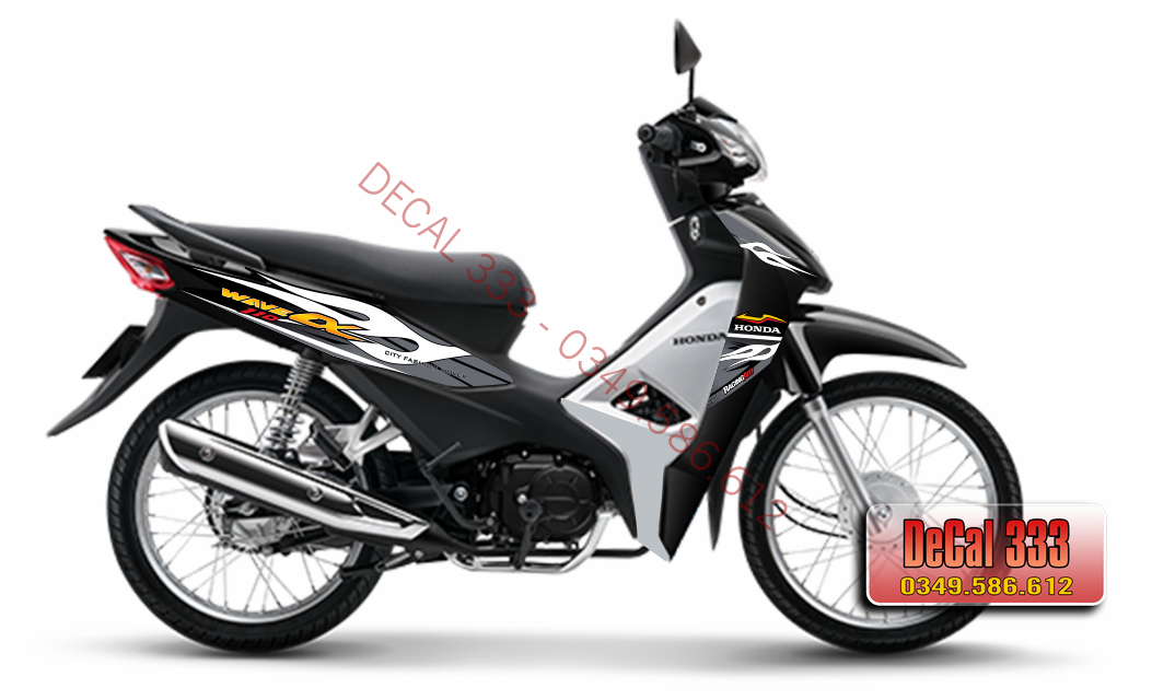 Tem Rời WAVE ALPHA 110 - LỬA - XÁM TRẮNG đen 831570 (Tem 3 Lớp Chống Phai Màu)