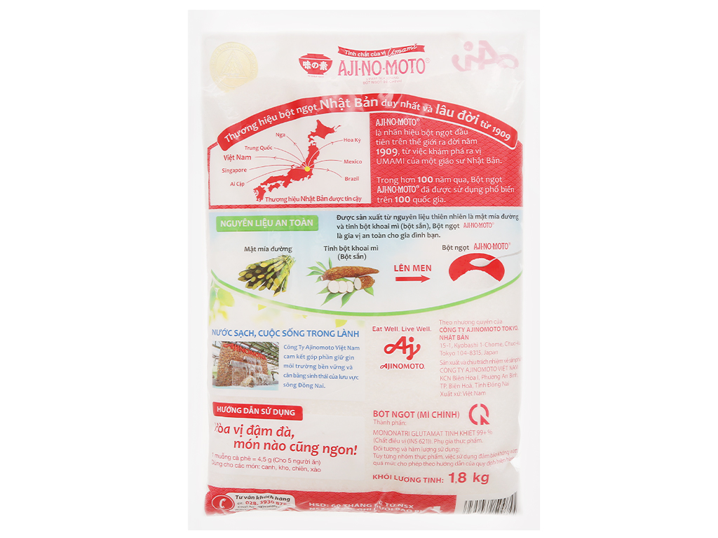 Bột ngọt (mì chính) Ajinomoto gói 1,8Kg - hạt lớn