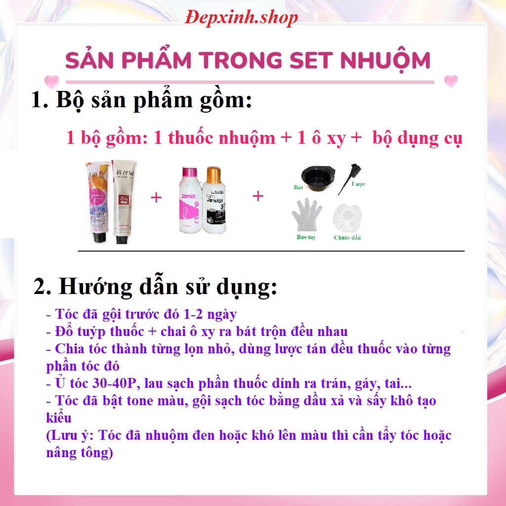 Thuốc Nhuộm  tóc Màu Nâu Trà sữa, Nâu Khói, Nâu Tây , Nâu Lạnh