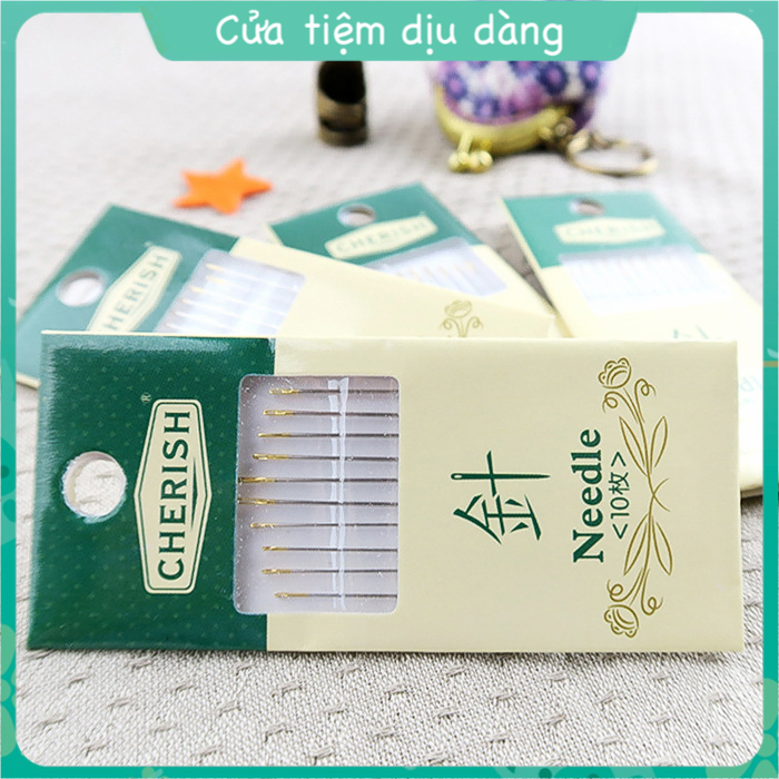 Set kim thêu nhiều cỡ đầu vàng Cherish 10 chiếc