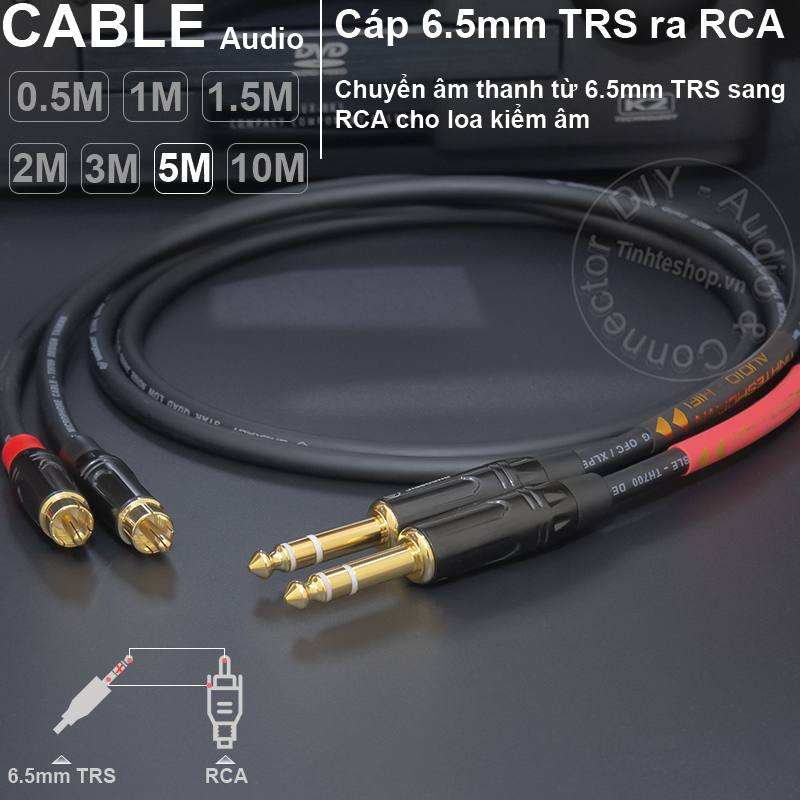Trs 1/4 to rca audio cable for diy monitors 0.5 to 5 meters