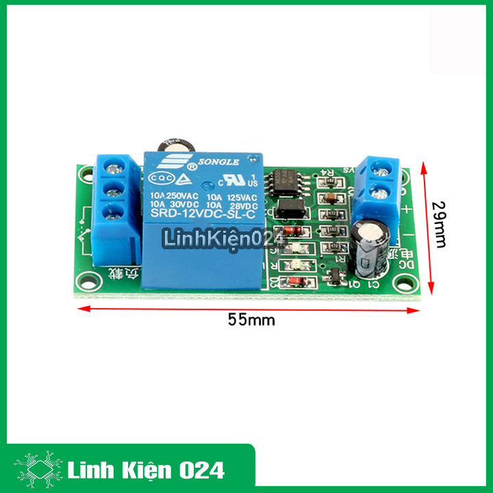 (XẢ HÀNG) Module tạo trễ NE555 đóng cắt relay 12vdc thời gian 0-60s