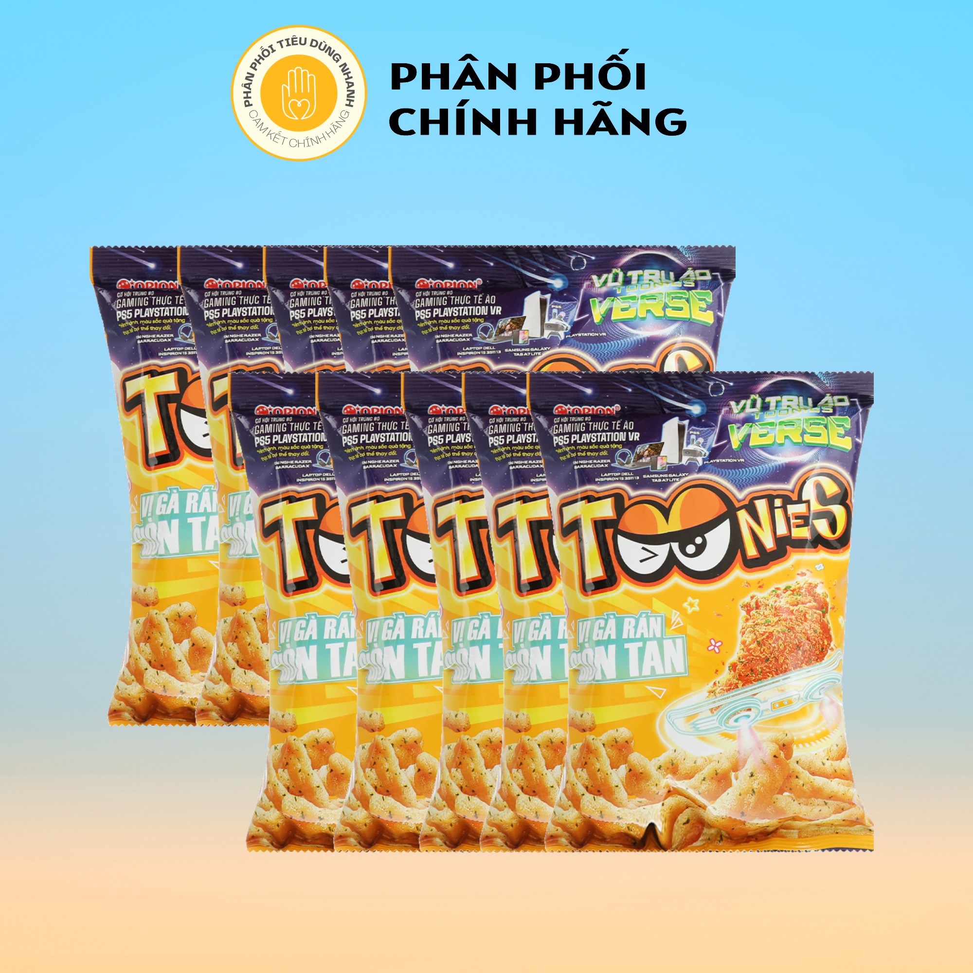 Bịch 10 gói bánh bắp snack toonies thương hiệu orion gói 30g - vị gà bbq