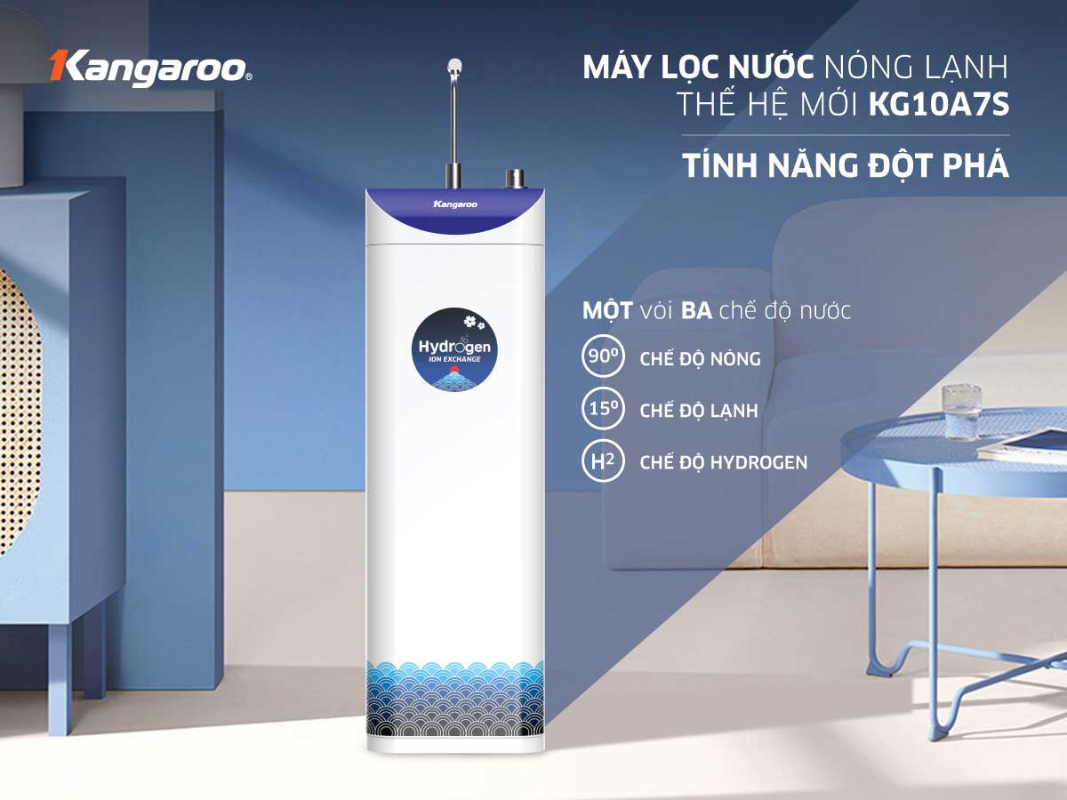 Máy lọc nước Kangaroo Hydrogen Slim nóng lạnh KG10A7S (mới 100%)