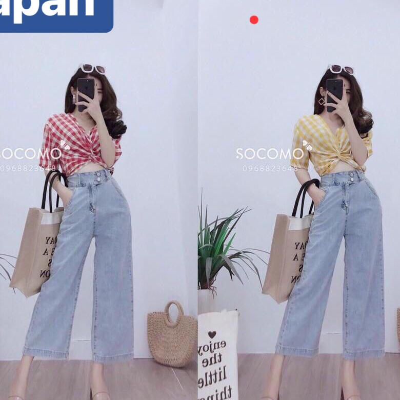 QUẦN BAGGY JEAN NỮ CHẤT BÒ XANH ỐNG RỘNG 2 CÚC SÀNH ĐIỆU NEW NHẬT BẢN LƯNG CAO NÂNG MÔNG JP-035 JAPAN FASHION