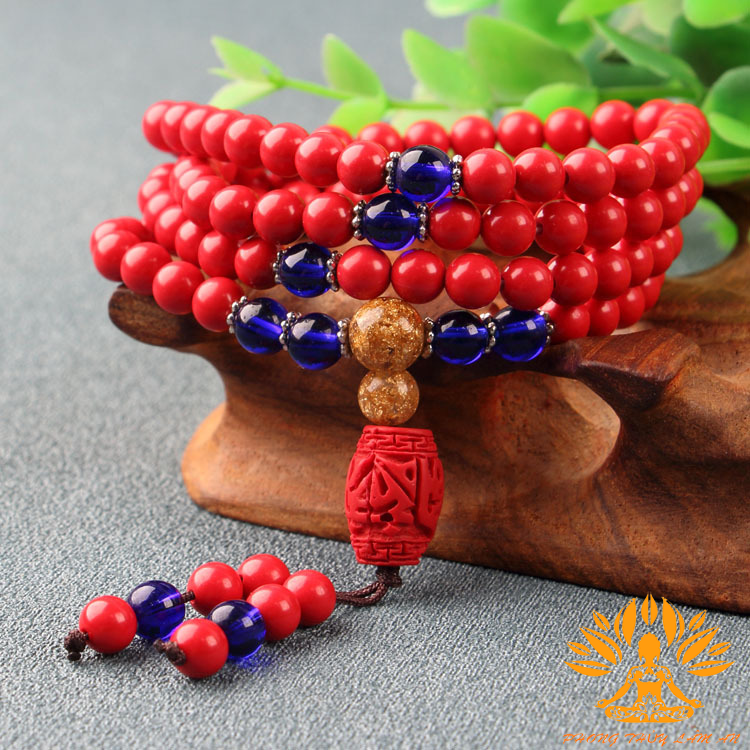 Tibetan coral coral rock bracelet 108 series noctilucent beads offer luxury box red guipure