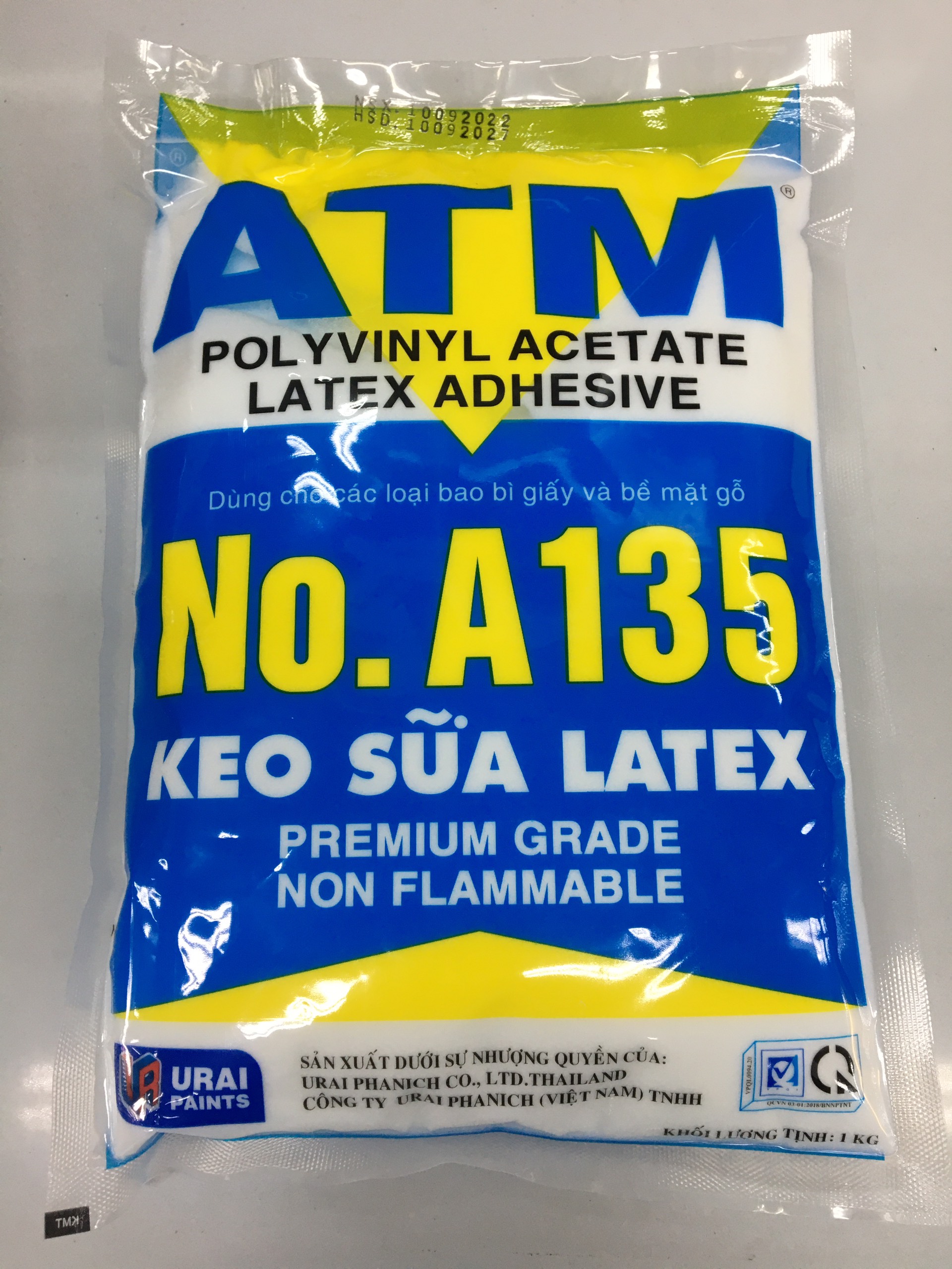 Keo sữa latex ATM dán giấy bịt 1 kg, keo sữa latex dùng để dán gỗ, dán giấy, bìa carton