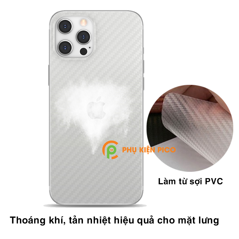 Dán lưng Iphone 12 Pro Max vân carbon 3D tản nhiệt tốt - Dán lưng vân carbon Iphone 12 Pro Max - Dán lưng Iphone 12 Series