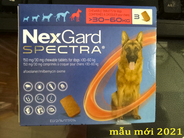 1 VIÊN-NEXGARD SPECTRA Phòng diệt nội ngoại ký sinh trùng và ghẻ demodex,sarcoptes cho chó-30-60KG - 79603