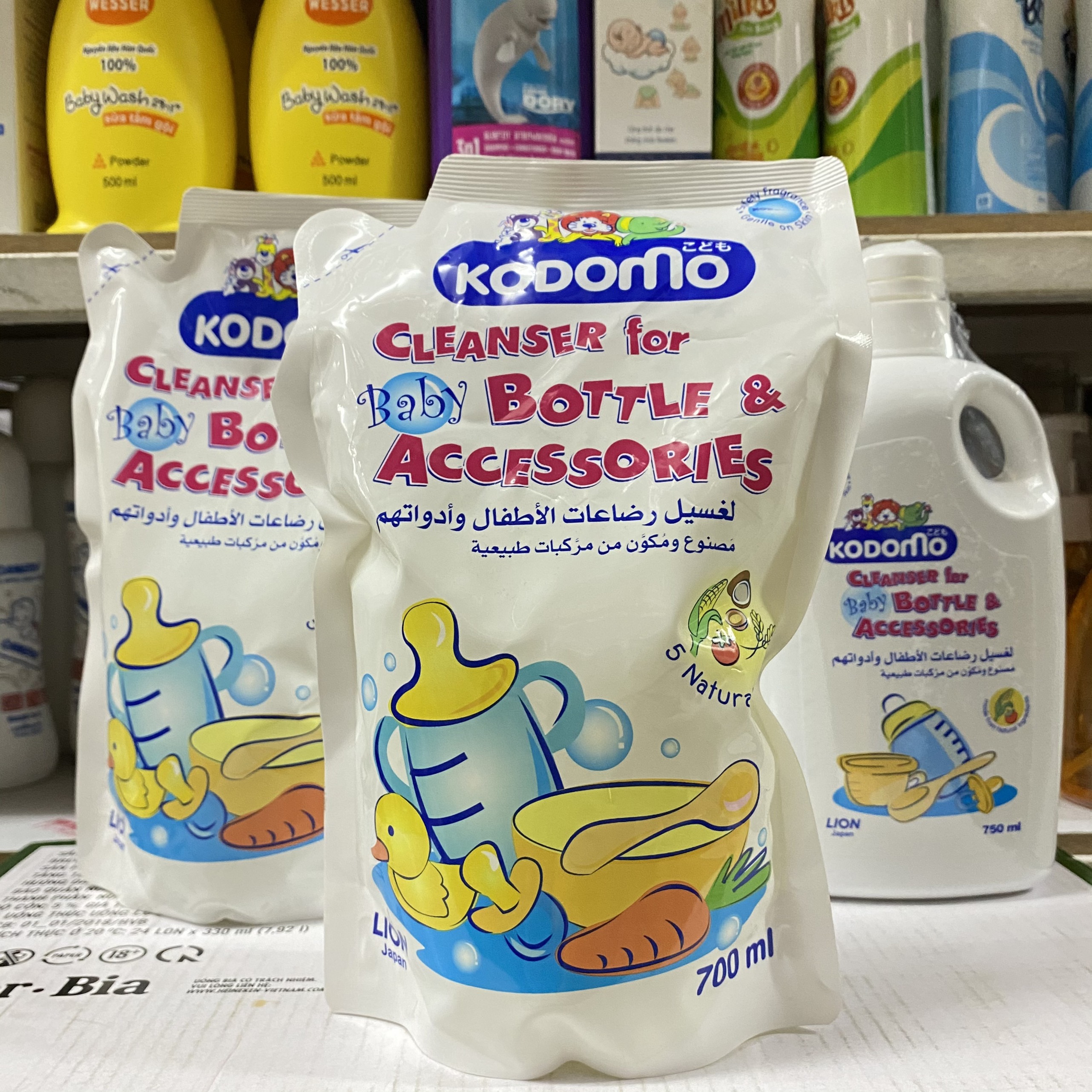 Nước rửa bình sữa Kodomo gói 700ml- chai 750ml