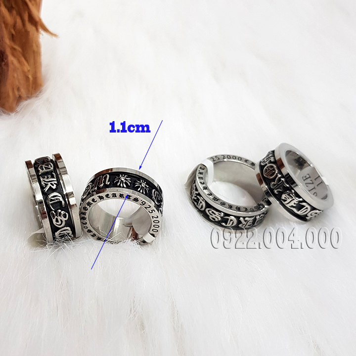 Nhẫn nam, nhẫn chromehe4rt titan bảng dày.
