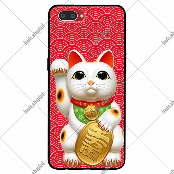 Ốp lưng oppo a12e a3s realme c1 - mèo may mắn nền đỏ 1