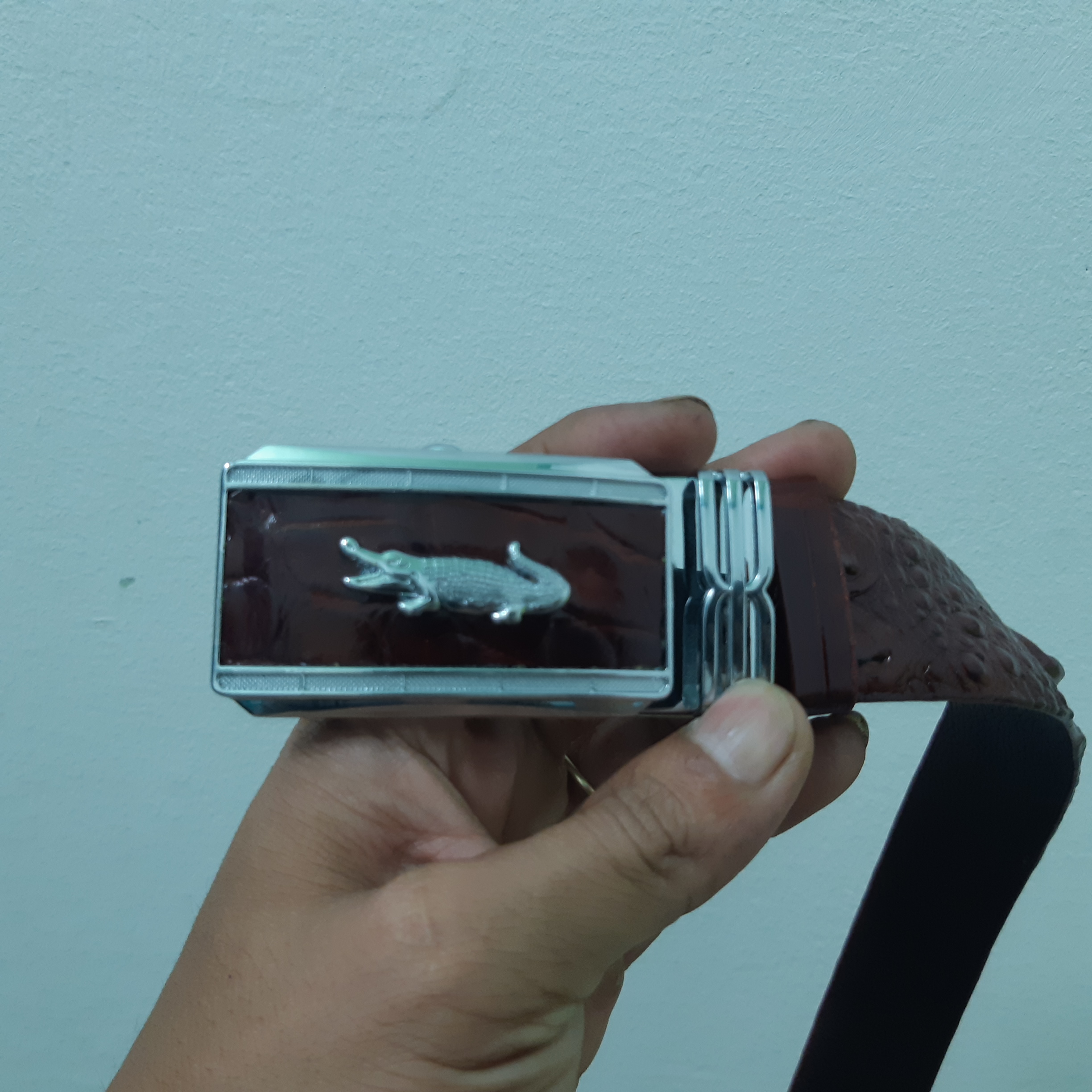 Thắc Lưng Da Cá Sấu [ Dây Nịt Da Cá Sấu ] Màu Nâu Đỏ Cao Câp
