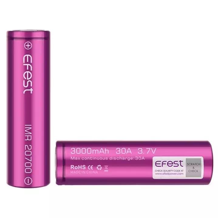 Pin sạc Efest IMR 20700 3000mAh 30A flat top battery