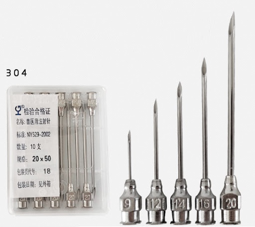 1 vỉ 10 mũi kim tiêm gia súc, gia cầm, chó mèo: (3 phân loại size)