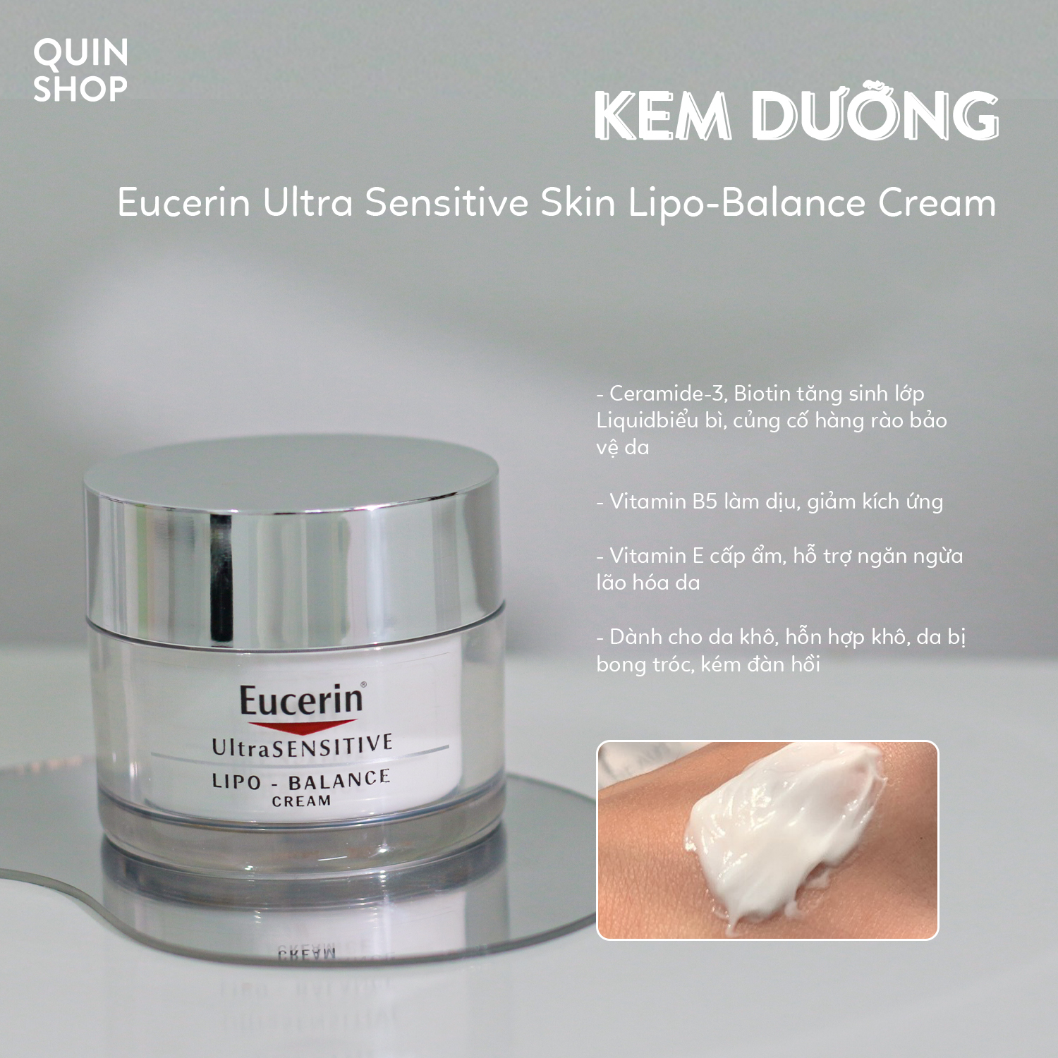 Kem Dưỡng Ẩm Chuyên Sâu Eucerin Ultra Sensitive Skin Lipo-Balance Cream