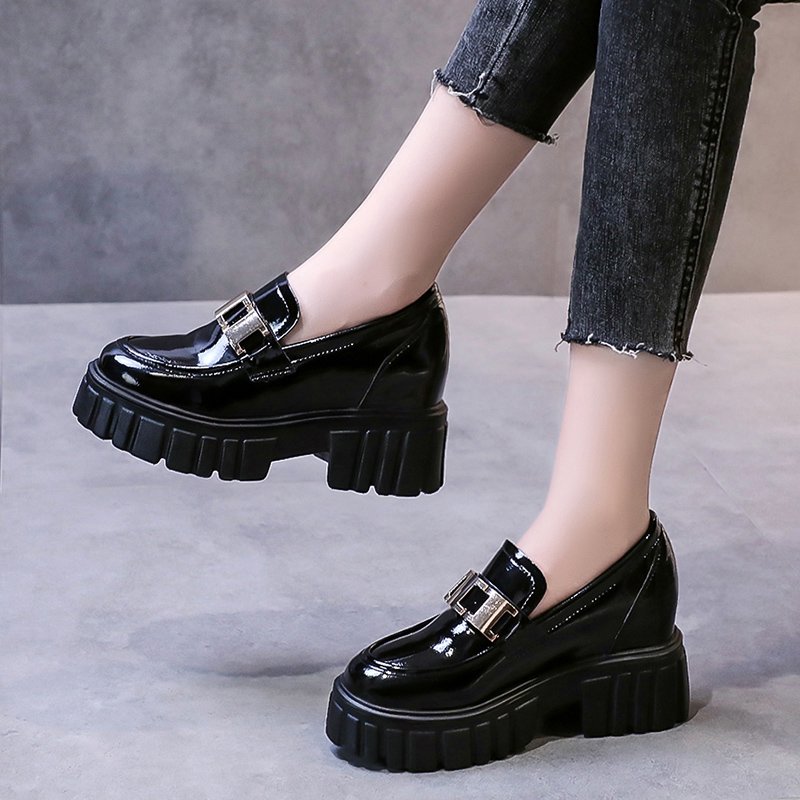 Giày đế cao da bóng 8cm PS490-1142