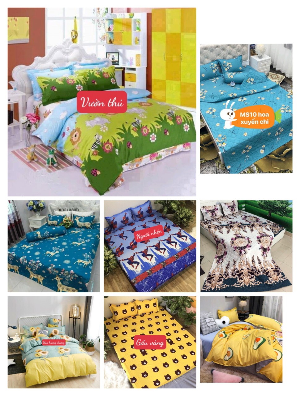 [HCM]Set ga gối  mẫu tim xuớt cotton poly ms005 1m6