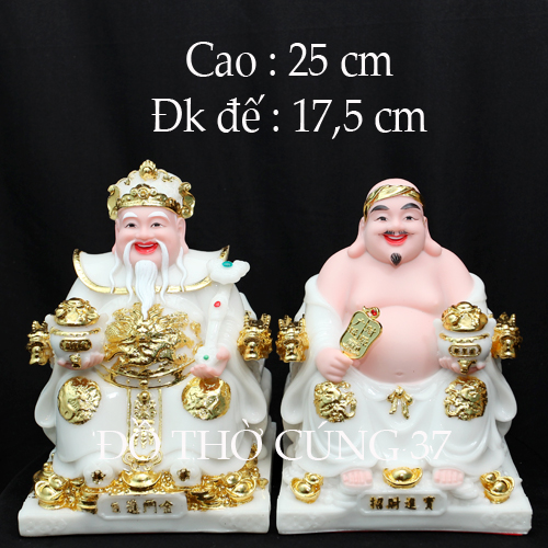 [ CAO 25 CM ] THẦN TÀI THỔ ĐỊA PHÚ QUÝ - MÀU TRẮNG [ COMPOSITE + BỘT ĐÁ  ]