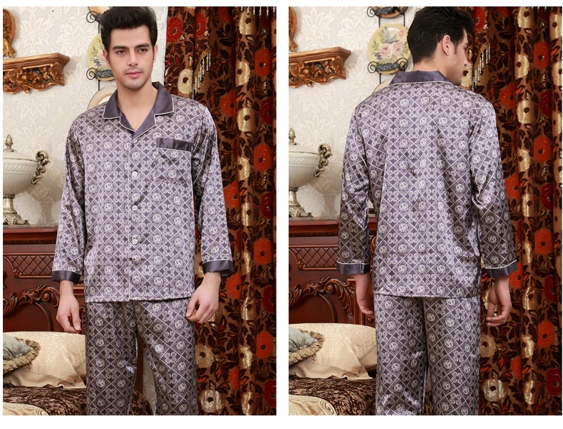 NG057 Bộ Pyjama nam dài tay chất lụa hàng nhập