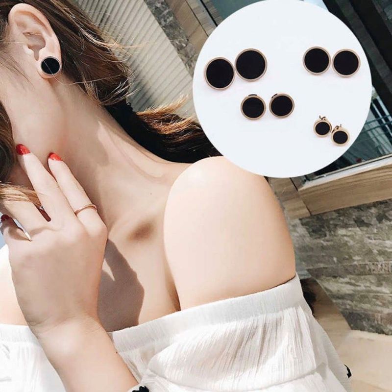Hoa Tai Nữ, Bông Tai Titan Không Han Gỉ, Siêu Bền Màu - Mẫu Đen Sang Chảnh Bt33
