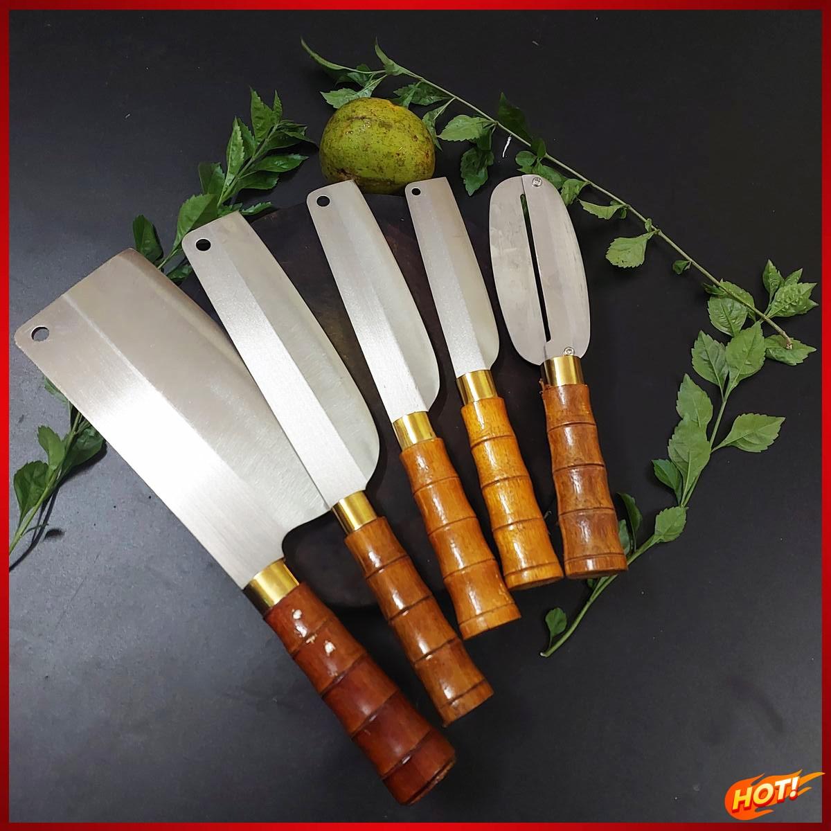 Bộ 5 dao bếp thép trắng nhật kháng gỉ siêu bén chặt thái gọt