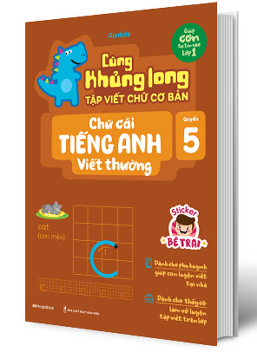 CÙNG KHỦNG LONG TẬP VIẾT CHỮ CƠ BẢN - CHỮ CÁI TIẾNG ANH VIẾT THƯỜNG - QUYỂN 5 (BÉ TRAI)