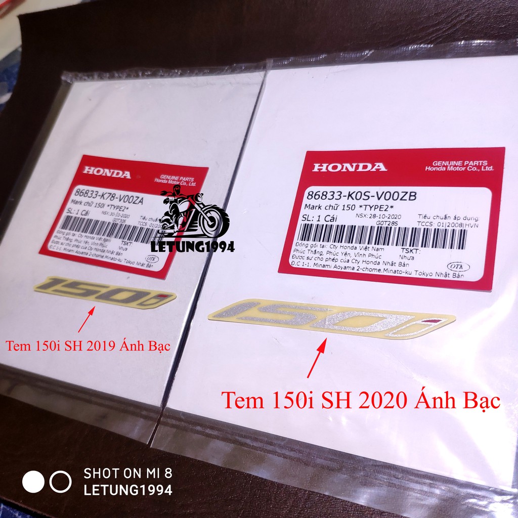 Tem chữ 150i honda sh 150i 2017-2019-2020 chính hãng honda - mt 2022
