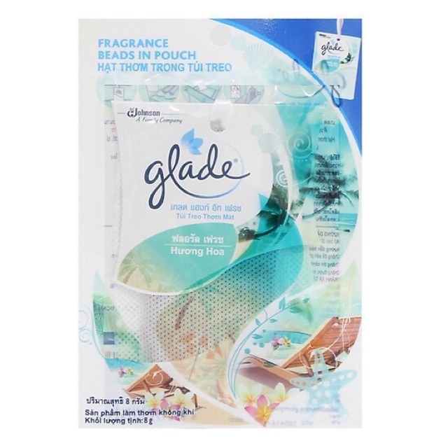 Túi Thơm Hạt Glade Móc Treo 8g đủ mùi(Hoa lài)
