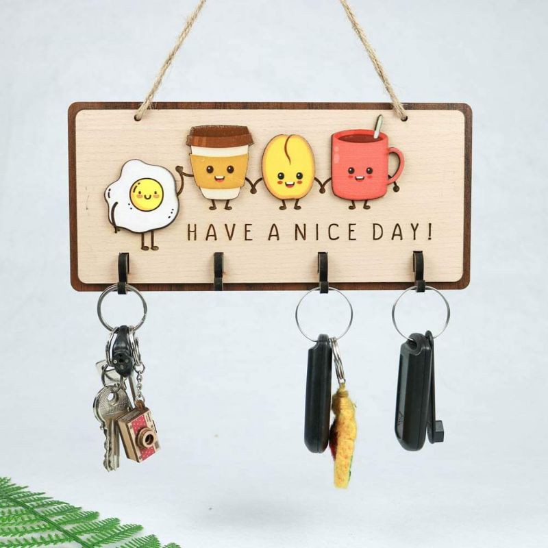 Bảng gỗ decor trang trí có móc treo chìa khoá