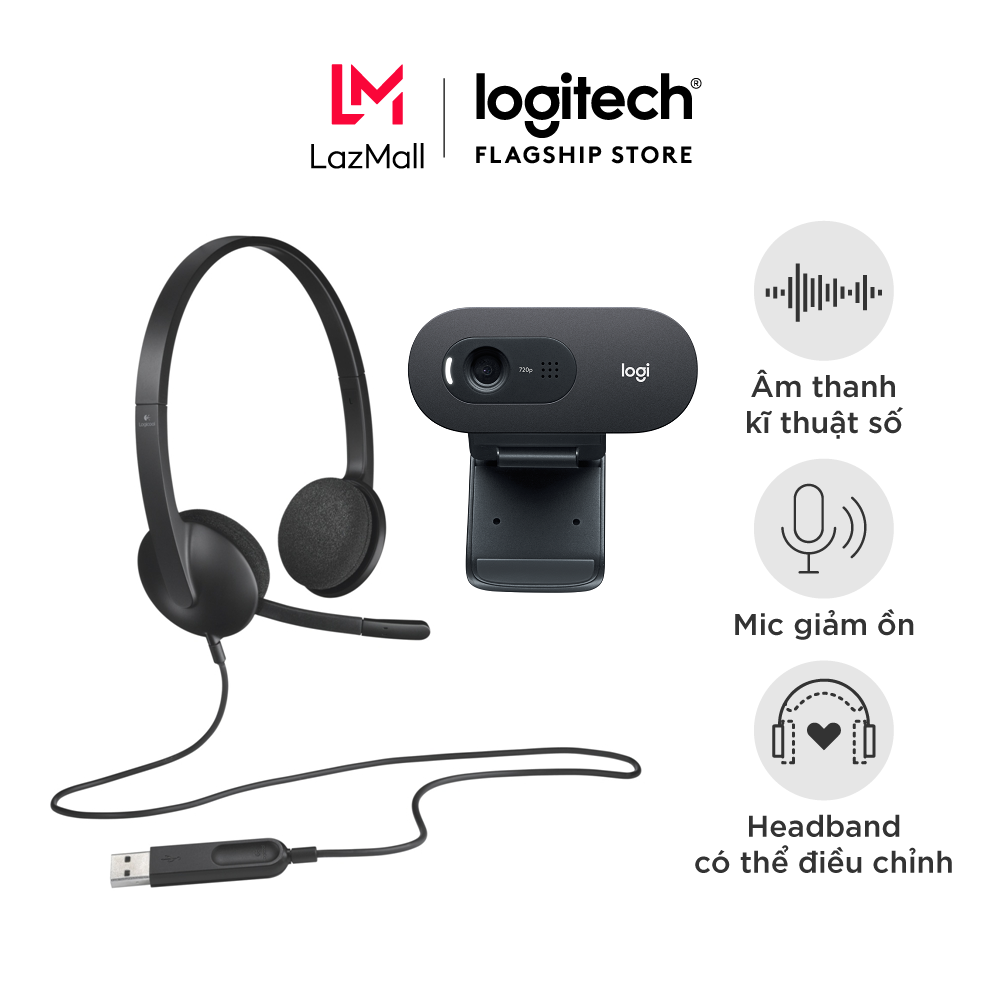 Combo Tai nghe mic chống ồn Logitech H340 & Webcam Logitech C615 | Webcam Logitech C920 | Webcam Logitech C270