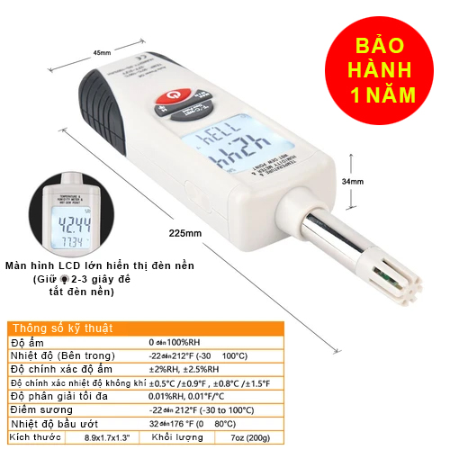 Máy đo nhiệt độ và độ ẩm không khí HT-350