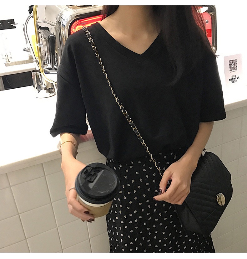 MS944 Áo phông nữ, áo thun nữ cổ tim basic (hàng Quảng Châu)