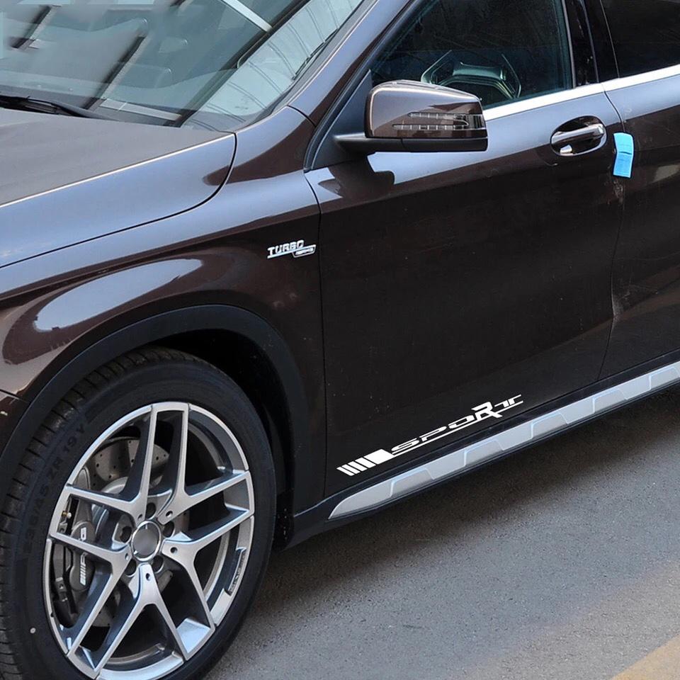 [HCM]Bộ 2 tem dán cửa xe ô tô Sport 2 (trắng)