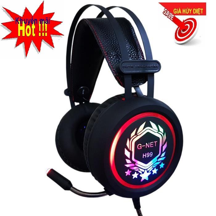 Tai nghe gaming, tai nghe chụp tai có đèn led, tai nghe máy tính, - Tai nghe gaming H99 có mic cao cấp, Âm thanh trung thực, sắc nét, Hệ thống đèn LED phong cách, Sản phẩm được game thủ yêu thích hiện nay-