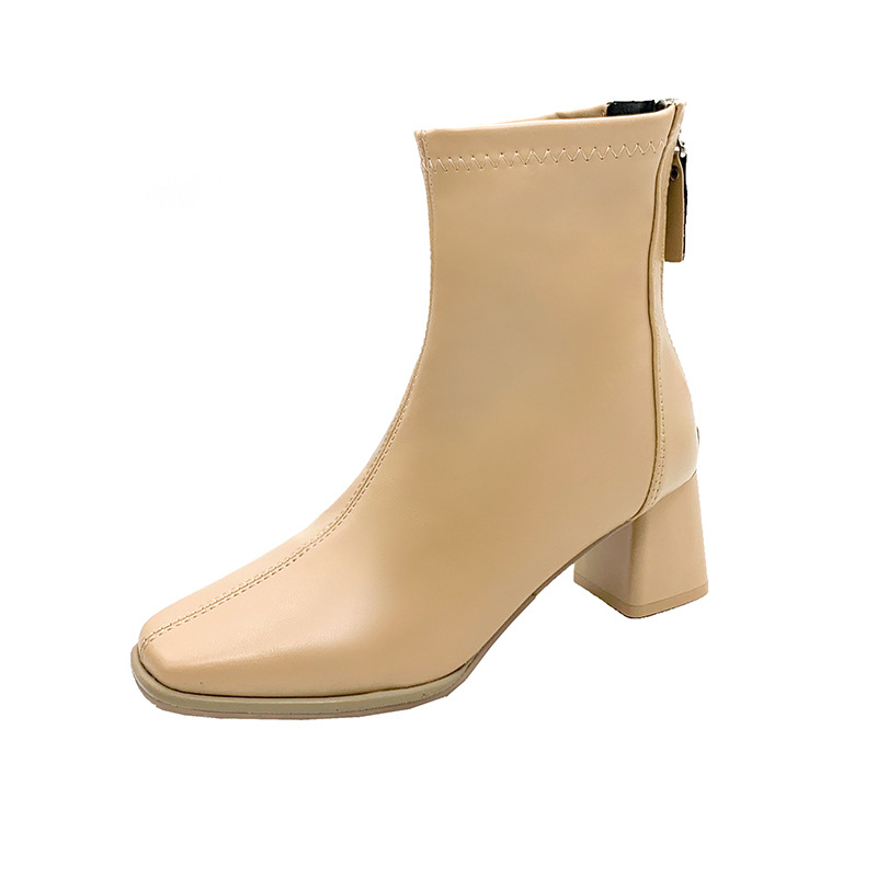 Giày boot nữ cổ lửng ĐƠN GIẢN màu da XINH XẮN GBN2303