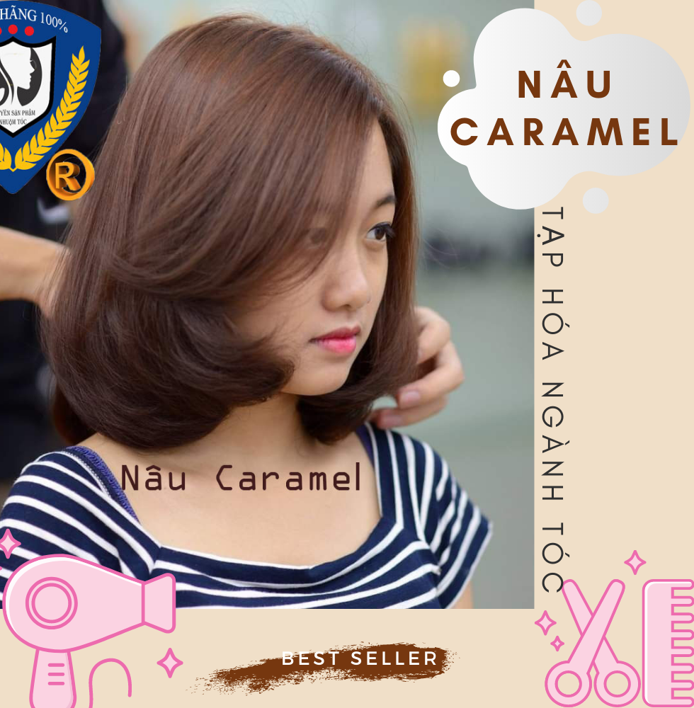 Nhuộm tóc màu Nâu Caramel (không tẩy tóc) (kèm trợ nhuộm và găng tay)