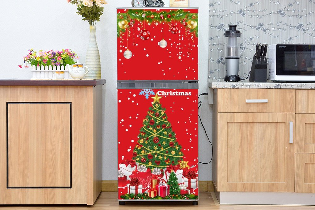 [HCM]Miếng dán tủ lạnh Cao cấp - Giáng sinh (Kích thước Ngang 50cm x Cao 1m1)