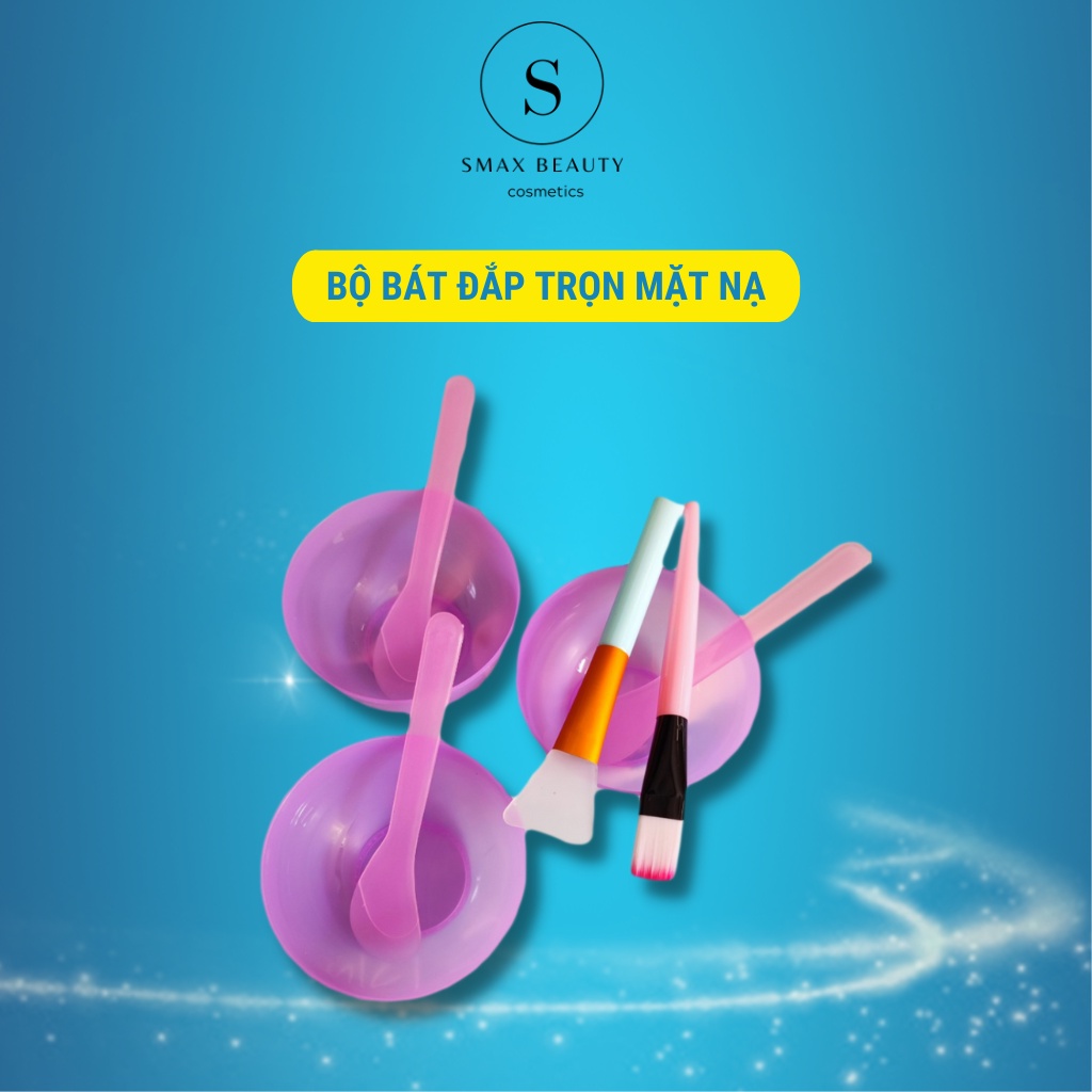 Bộ bát trộn đắp mặt nạ 4 món bát,que nhựa,cọ