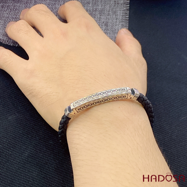 [HCMC] Thai men's leather bracelet with silver