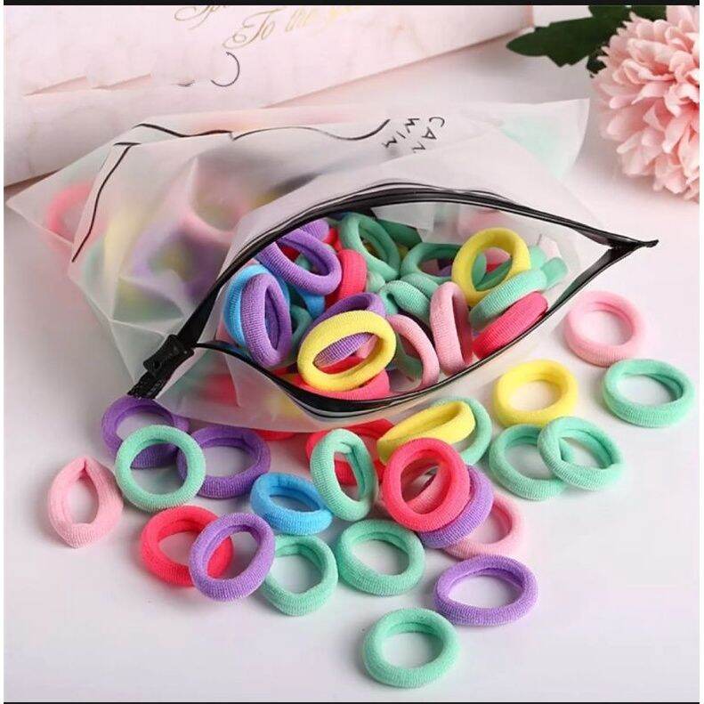 Túi zip - Sét 50 - 100 dây chun cột tóc thun buộc tóc cho trẻ em bé gái co giãn tốt