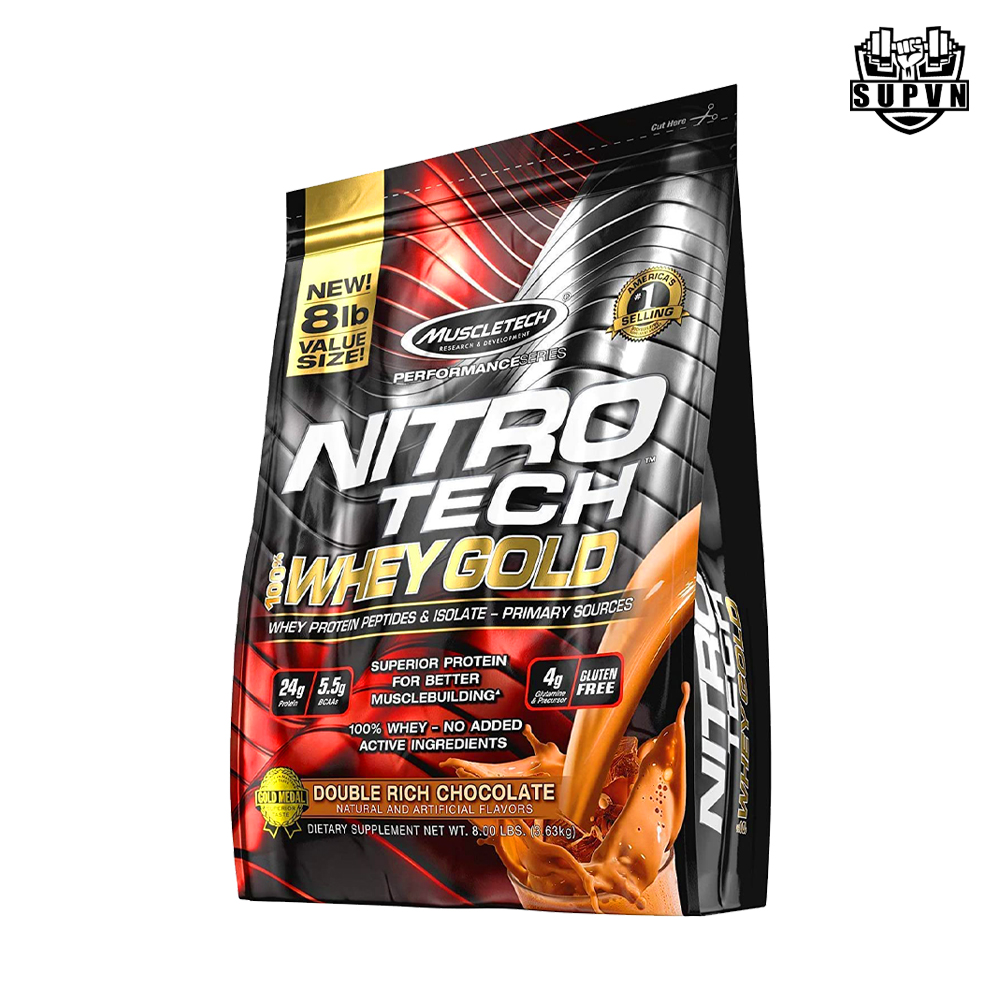 NitroTech 100% Whey Gold 8lbs (109Serving) - Sữa Tăng Cơ Whey Protein Tinh Khiết
