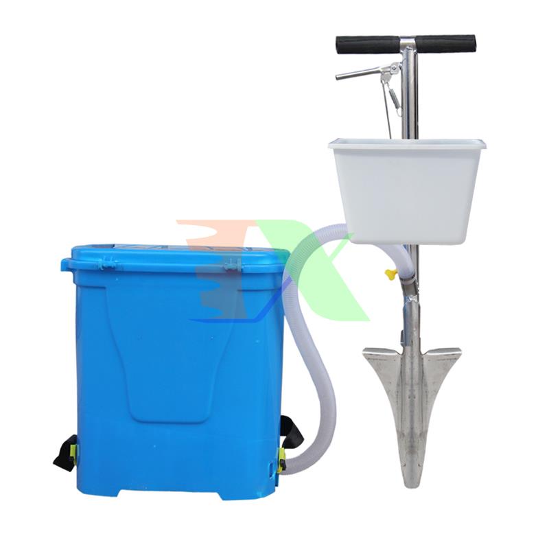(XẺNG BÓN PHÂN TỰ LẤP) Xẻng bón phân dạng thùng chứa TMP-03, Dụng cụ bón phân Inox đeo lưng, Máy bón phân